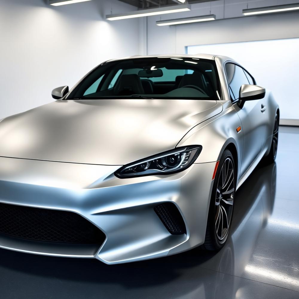 Silver sedan wrapped
